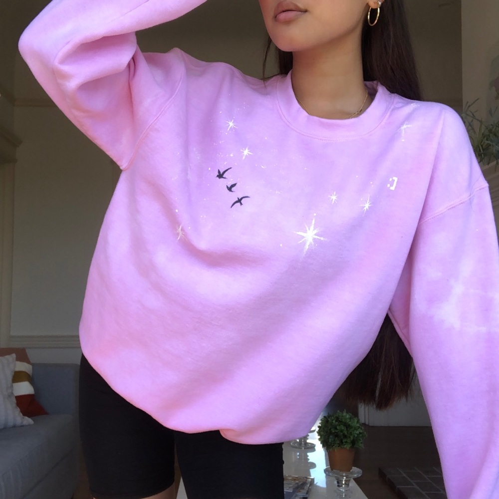 SOLD Custom dyed and painted pink sweatshirt
